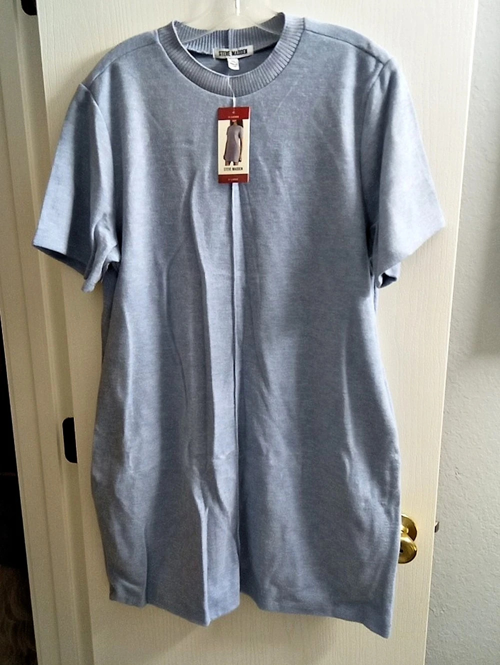 Steve Madden Short Sleeve Sweater Dress Mini Blue XL